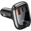 Baseus T Shaped S-13 Nabíječka Do Auta USB-A/USB-A/USB-C a FM Transmitter Black