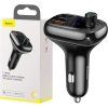 Baseus T Shaped S-13 Nabíječka Do Auta USB-A/USB-A/USB-C a FM Transmitter Black