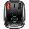 Baseus T Shaped S-13 Nabíječka Do Auta USB-A/USB-A/USB-C a FM Transmitter Black