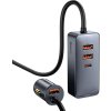 Nabíjačka do auta Baseus Share Together s predlžovacím káblom, 3x USB, USB-C, 120W (sivá)