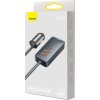 Nabíjačka do auta Baseus Share Together s predlžovacím káblom, 3x USB, USB-C, 120W (sivá)