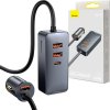 Nabíjačka do auta Baseus Share Together s predlžovacím káblom, 3x USB, USB-C, 120W (sivá)