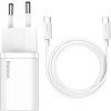 Baseus TZCCSUP-L02 Super Si Quick Nabíječka USB-C 25W + Datový Kabel USB-C  to USB-C 1m White