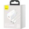 Baseus TZCCSUP-L02 Super Si Quick Nabíječka USB-C 25W + Datový Kabel USB-C  to USB-C 1m White