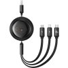 Kábel 3 v 1 Baseus Free2Draw USB na M+L+C 100W, 1,1 m (čierny)