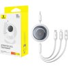 Baseus Free2Draw Retractable Crystal Fast Charging Data Cable USB to M+L+C 100W 1.1m Moon White
