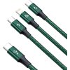 Baseus cable 3in1 Rapid PD USB-C - micro USB + Lightning + USB-C 1,5m green 20W
