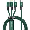 Baseus cable 3in1 Rapid PD USB-C - micro USB + Lightning + USB-C 1,5m green 20W
