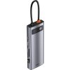 Rozbočovač 9v1 Baseus Metal Gleam Series, USB-C na 3x USB 3.0 + HDMI + USB-C PD + Ethernet RJ45 + microSD/SD + VGA