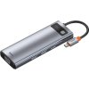 Rozbočovač 9v1 Baseus Metal Gleam Series, USB-C na 3x USB 3.0 + HDMI + USB-C PD + Ethernet RJ45 + microSD/SD + VGA