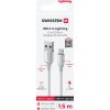 DATOVÝ KABEL SWISSTEN TEXTILE II USB / LIGHTNING 1,5 M BÍLÝ