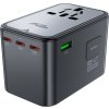 Multifunkčná cestovná sieťová nabíjačka Acefast Z1, 2xUSB-A, 3xUSB-C, GaN, 67W, US/EU/UK/AU (čierna)