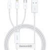 Rychlé nabíjení USB na M+L+C Baseus Superior Data 3,5A 1m (bílý)