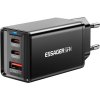 Nástenná nabíjačka, Essager, ECTAC-KSB01-Z, GaN, 2xUSB-C, USB-A, 67W (čierna)