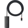 Hub 4v1 Baseus Lite Series USB-C na 4x USB 3.0 + USB-C, 2m (čierny)