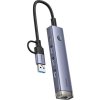 Rozbočovač 4v1 Baseus UltraJoy USB-A&USB-C na 3xUSB3.0+USB-C+RJ45 (sivý)