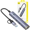 Rozbočovač 4v1 Baseus UltraJoy USB-A&USB-C na 3xUSB3.0+USB-C+RJ45 (sivý)