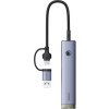 Rozbočovač 4v1 Baseus UltraJoy USB-A&USB-C na 3xUSB3.0+USB-C+RJ45 (sivý)