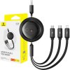 Rýchlonabíjací kábel 3v1 Baseus Free2Draw, USB na micro USB+USB-C+Lightning, 3,5 A, 1,1 m (čierny)