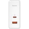 Nástěnná nabíječka Baseus GaN5 Pro USB-C + USB, 100W + 1m kabel (bílá)