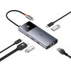 Hub 6v1 Baseus Metal Gleam 2 Series, USB-C na 2xUSB 3.0 + USB-C + HDMI + USB-C PD + Ethernet RJ45