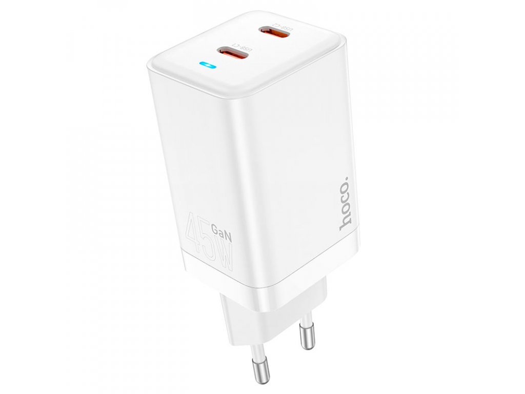 hoco n23 starlight pd45w dual type c port wall charger eu white