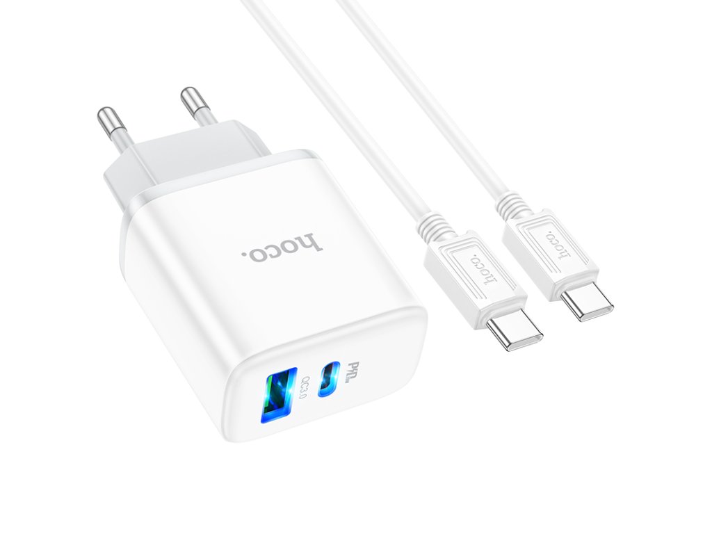 Nabíječka Hoco "C105A" PD20W+QC3.0 (Type-C to Type-C)(EU) - bílá