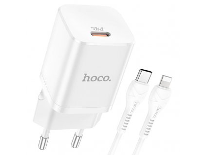 hoco n19 rigorous pd25w wall charger eu set with type c to lightning cable