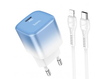 hoco c101a single port pd20w wall charger eu set tc to ltn ice blue