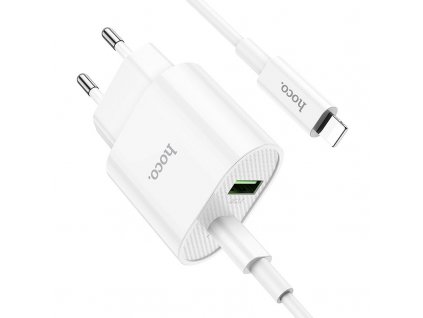 hoco c95a lineal pd20w qc3 wall charger eu set with type c to lightning cable connector
