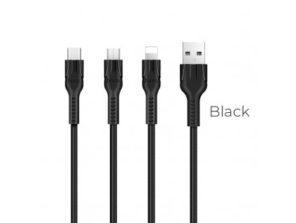 u31 charging cable three in one lightning micro usb type c black