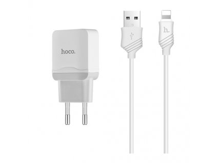 HOCO nabíjecí AC adaptér pro iPhone a iPad, C22A 2.4A White + Lightning kabel