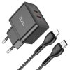 hoco n29 triumph pd35w dual usbc port wall charger eu set tc ltn black