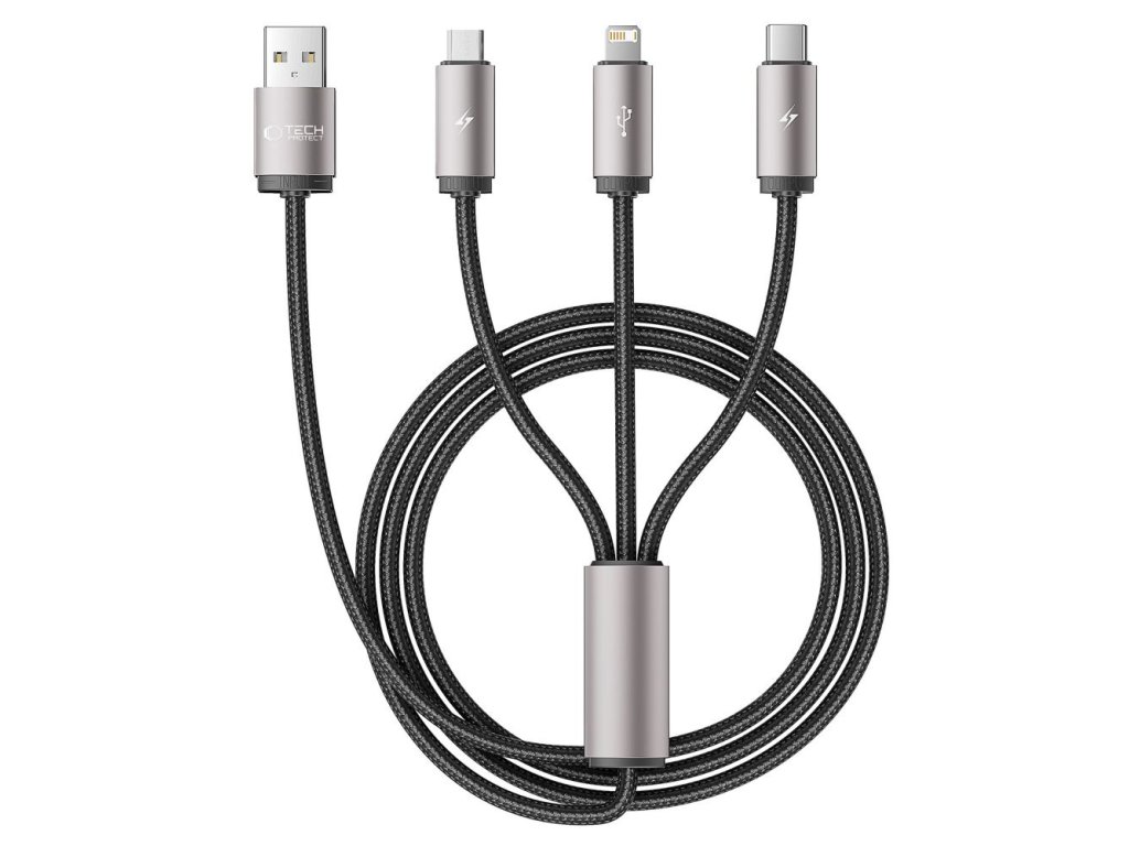 462 7 kabel tech protect ultraboost 3v1 lightning type c micro usb 3 5a 100cm sedy