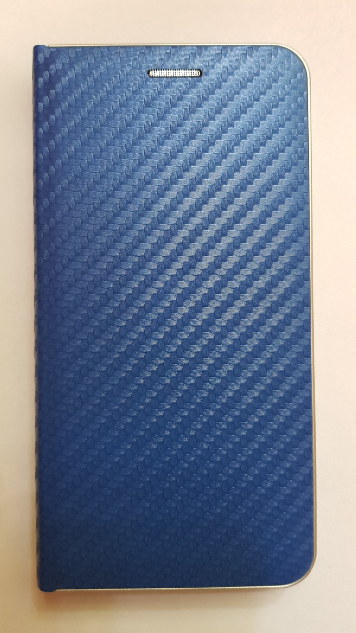 Levně R2Invest Kožené pouzdro CARBON pro Huawei Mate 20 Lite - modré