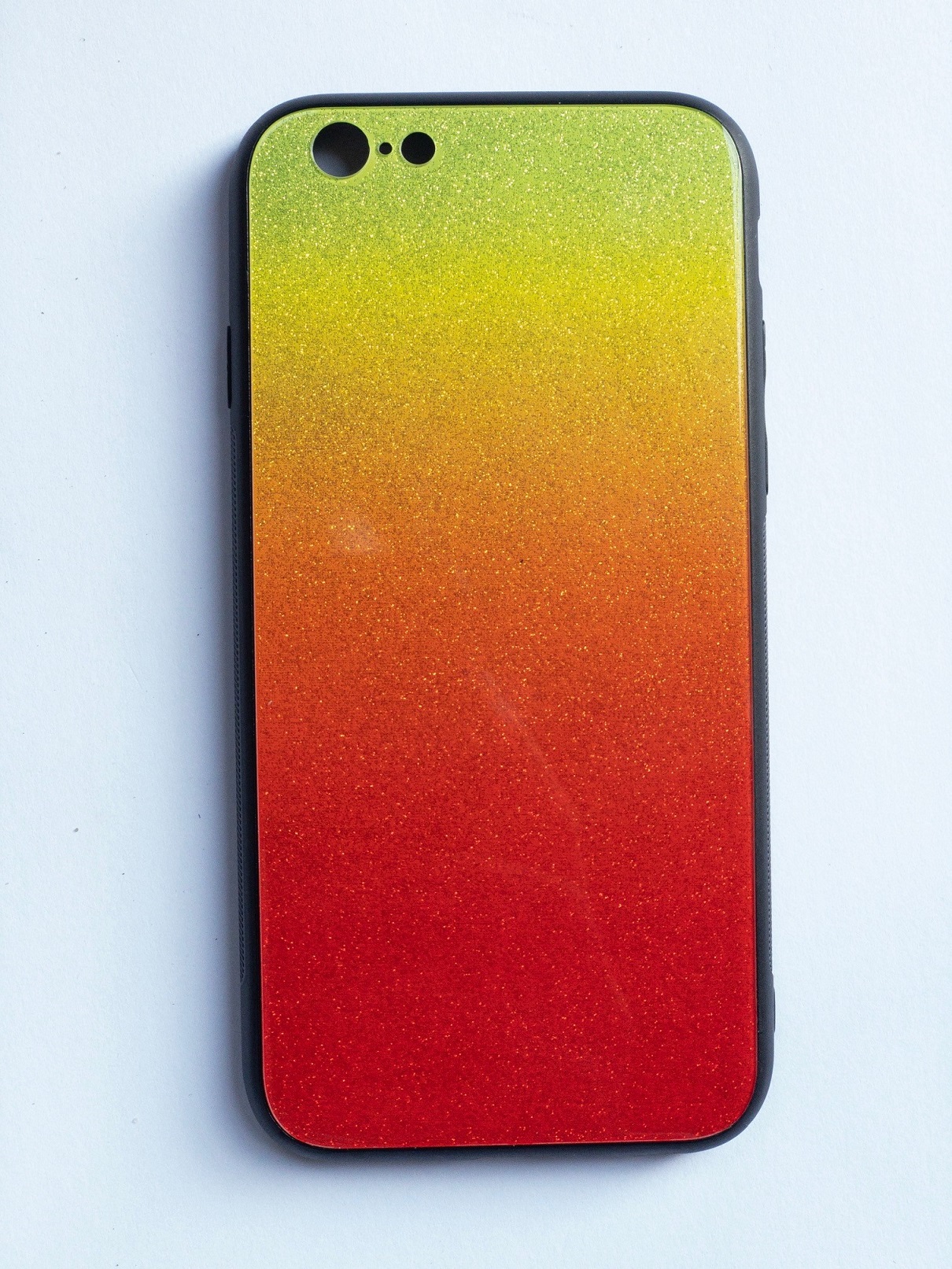 Levně Glass case SHINNING pro Samsung Galaxy A6 Plus (2018) A605 - oranžovo/zelený