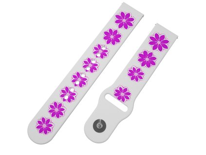 FIALOVÁ KVĚTINA řemínek 22 mm0067 M03 WHT A