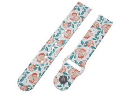 ČERVENÉ KVĚTINY řemínek 20 mm0003 Z34 WHT A