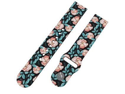 ČERVENÉ KVĚTINY řemínek 20 mm0323 Z34 BLK A