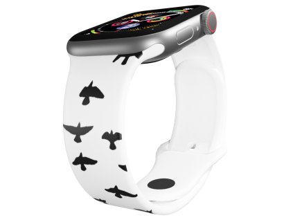 Apple watch řemínek Ptáci (Barva Bílá, Rozměr 42/44/45/46/49mm)