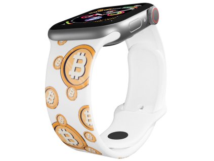 Apple watch řemínek Bitcoin (Barva Bílá, Rozměr 42/44/45/46/49mm)