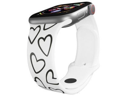 Apple watch řemínek Srdce černobílá bílý