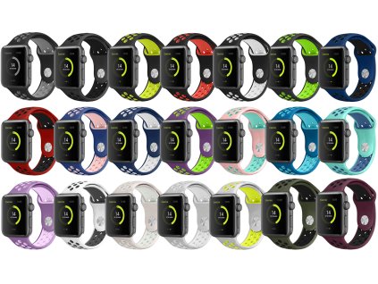 Perforovaný řemínek pro Apple Watch 38/40/41/42(S10)mm (Barevná varianta Khaki-černý)