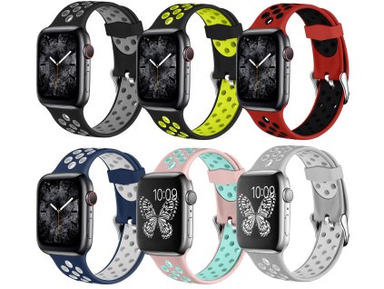 Perforovaný řemínek s přezkou pro Apple Watch 42/44/45/46/49mm (Barevná varianta Šedo-Bílý)