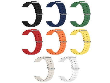 Vroubkovaný řemínek s přezkou 22mm (Barevná varianta Bílý)