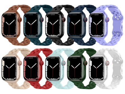Silikonový úzký perforovaný řemínek pro Apple Watch 38/40/41/42(S10)mm (Barevná varianta Vínový)