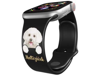 Apple watch řemínek Maltézský psík (Rozměr 42/44/45/46/49mm, barva pásku bílá)