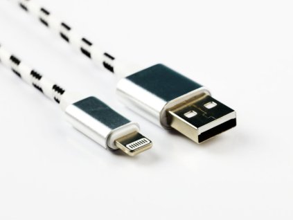 Pletený kabel USB na lightning 1m (Barva Šedo-černý)