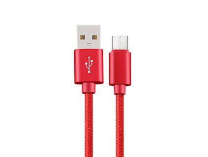 Pletený kabel 1m USB na USB-C (Barva červený)