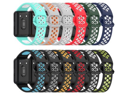 Perforovaný řemínek pro Samsung Galaxy Fit 3 (Barevná varianta Šedo-Bílý)